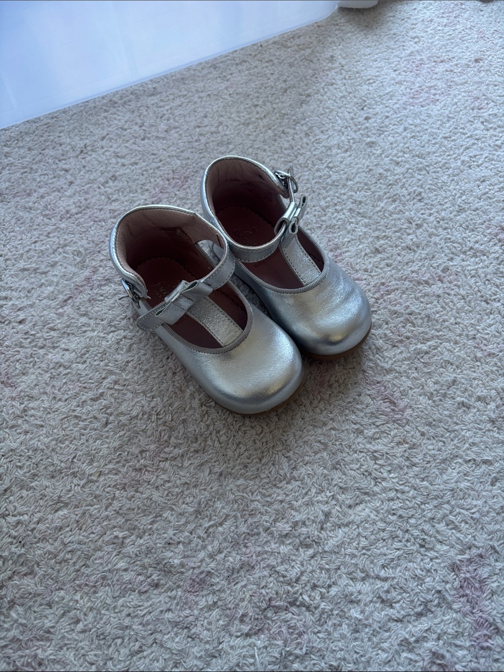 Jacadi Silver T-Strap Mary Jane Shoes